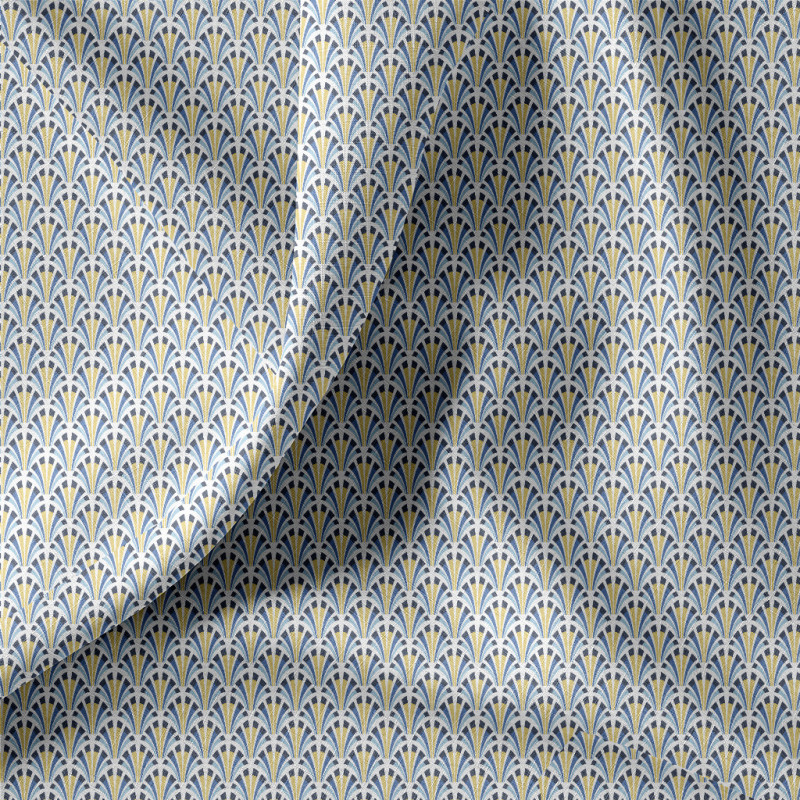 Algodón estampado KOLIUS2 Blanco / Azul